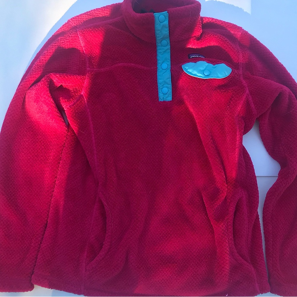 Patagonia Re-Tool Snap-T fleece pullover pink and blue